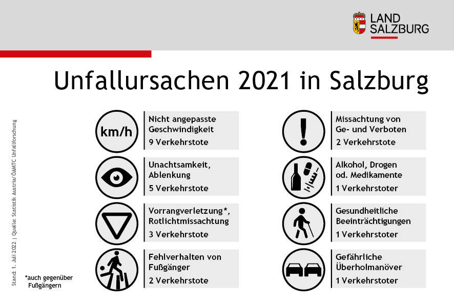 Unfallursachen 2021 in Salzburg