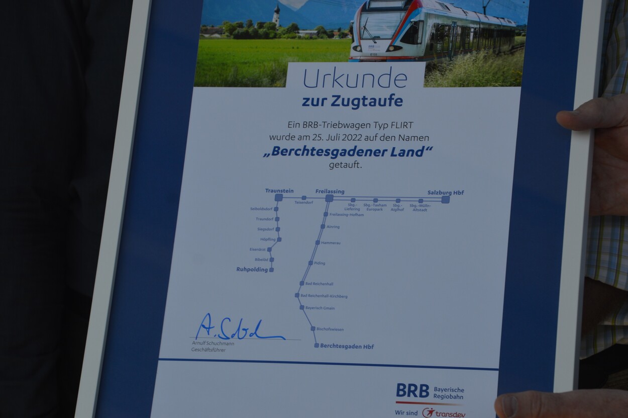 Fahrzeugsegnung der Bayerischen RegioBahn im Bahnhof Bad Reichenhall