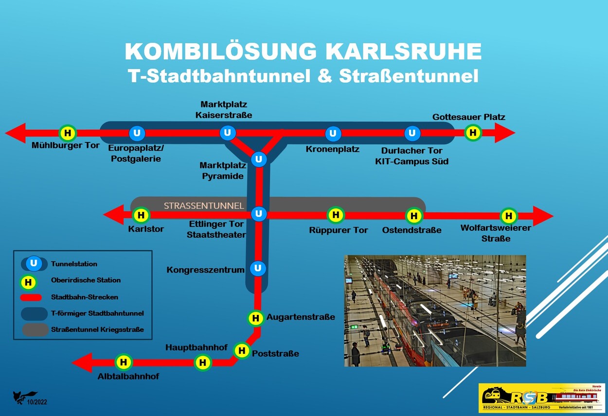schematischer Netzplan "Kombilösung" Karlsruhe