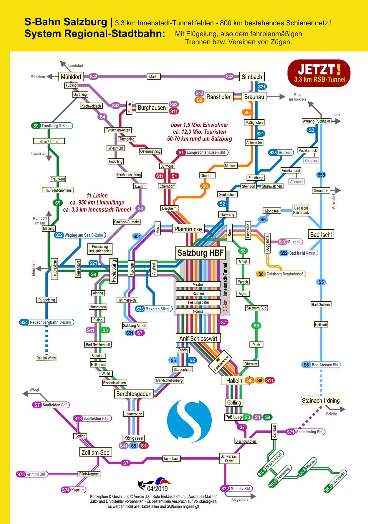 Regional-Stadt-Bahn Salzburg - Liniennetzplan