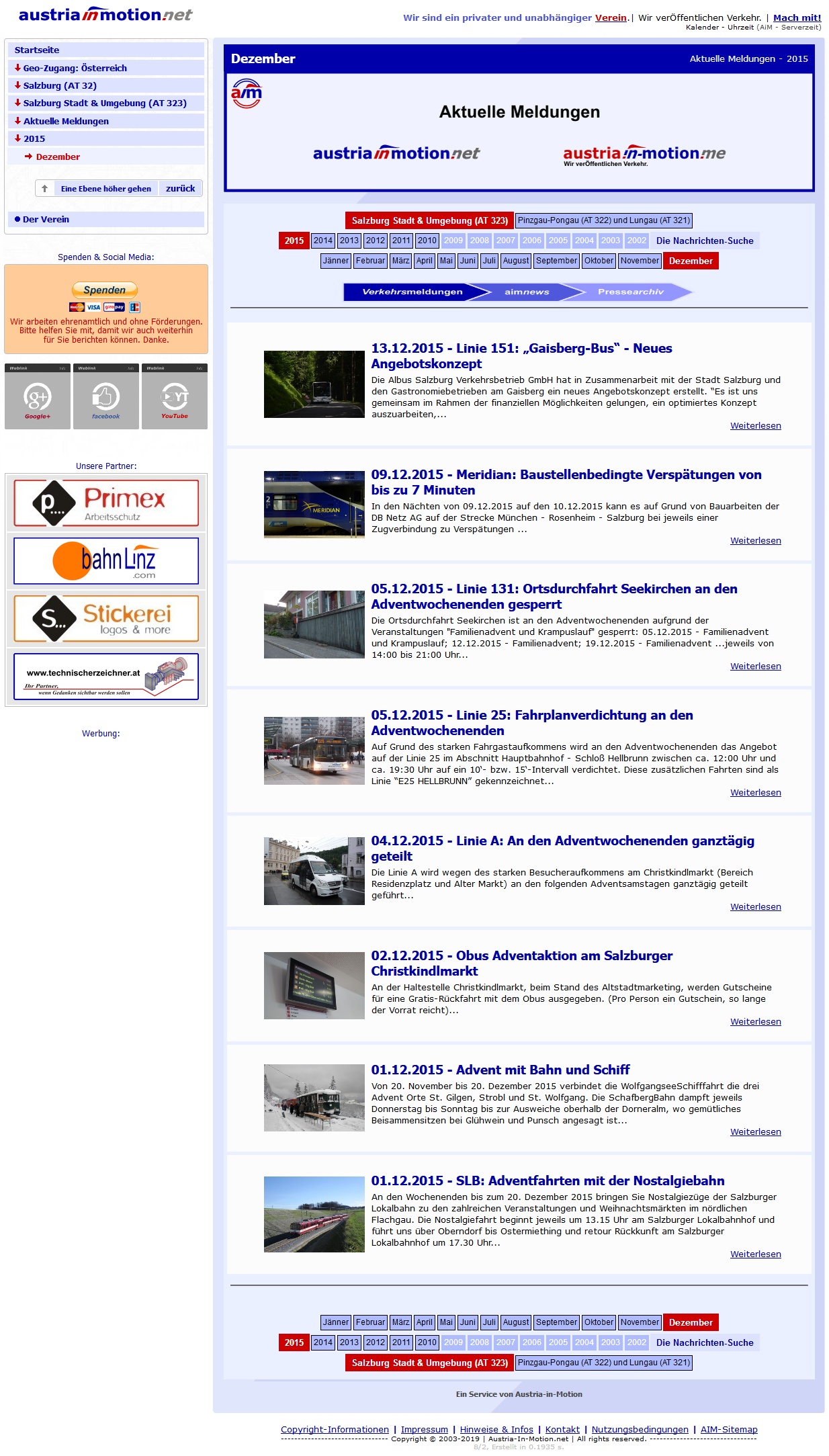 Newsbereich der alten austria-in-motion.net Webseite