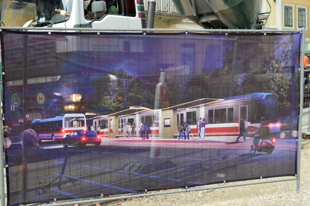 Bau der Traunseetram in Gmunden