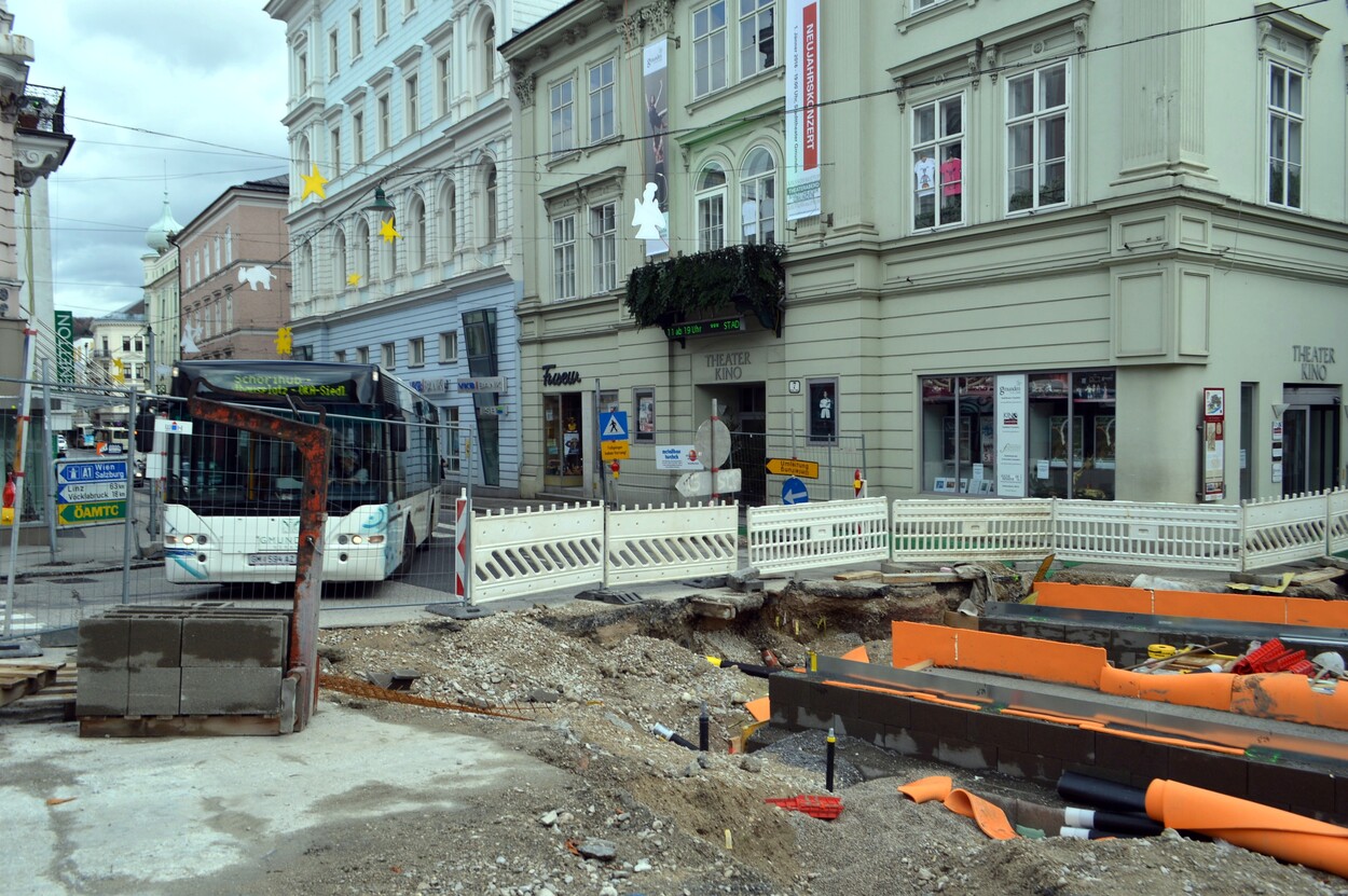 Bau der Traunseetram in Gmunden