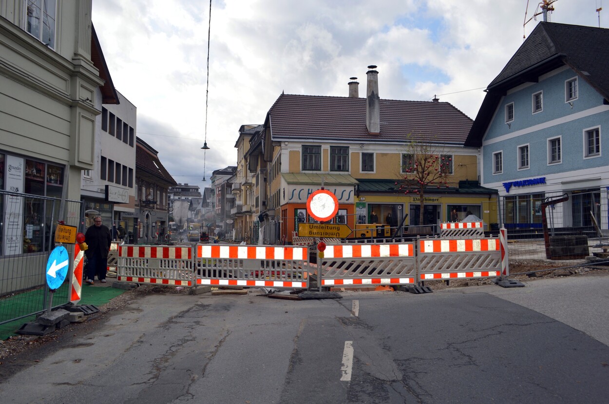 Bau der Traunseetram in Gmunden