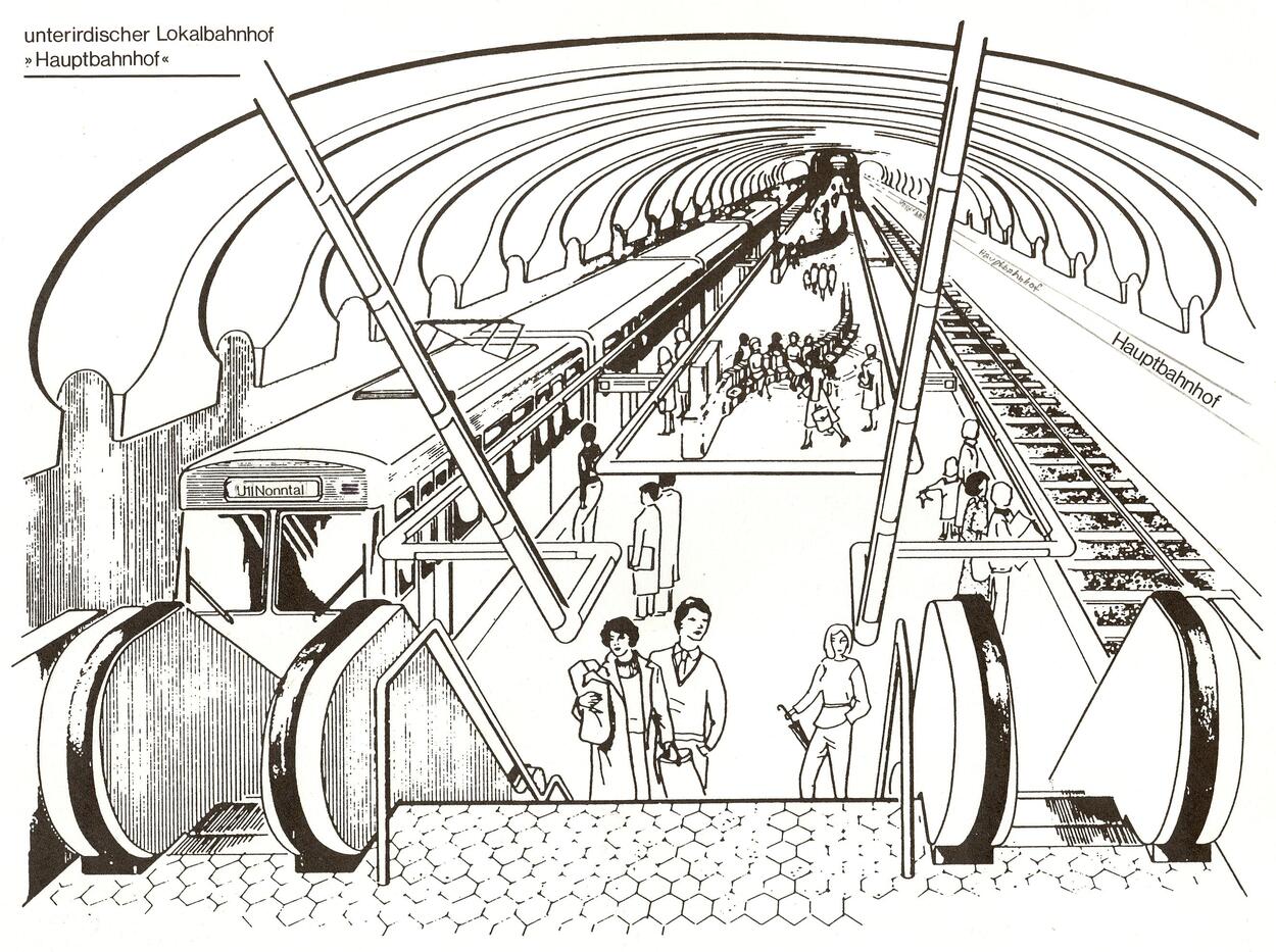 Zeichnung unterirdische Stadtbahnstation