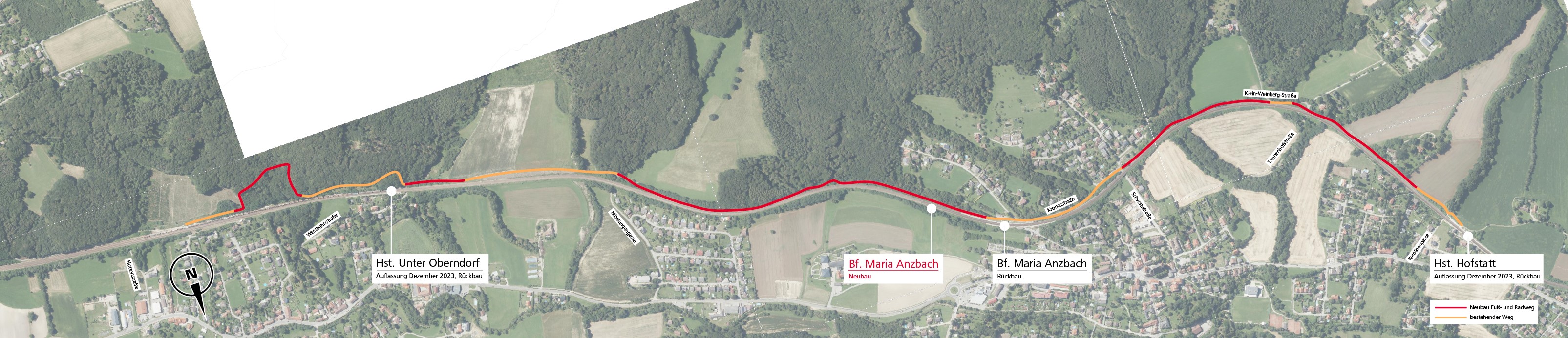 Arbeiten für Geh- und Radweg entlang der Bahn in Maria Anzbach gestartet