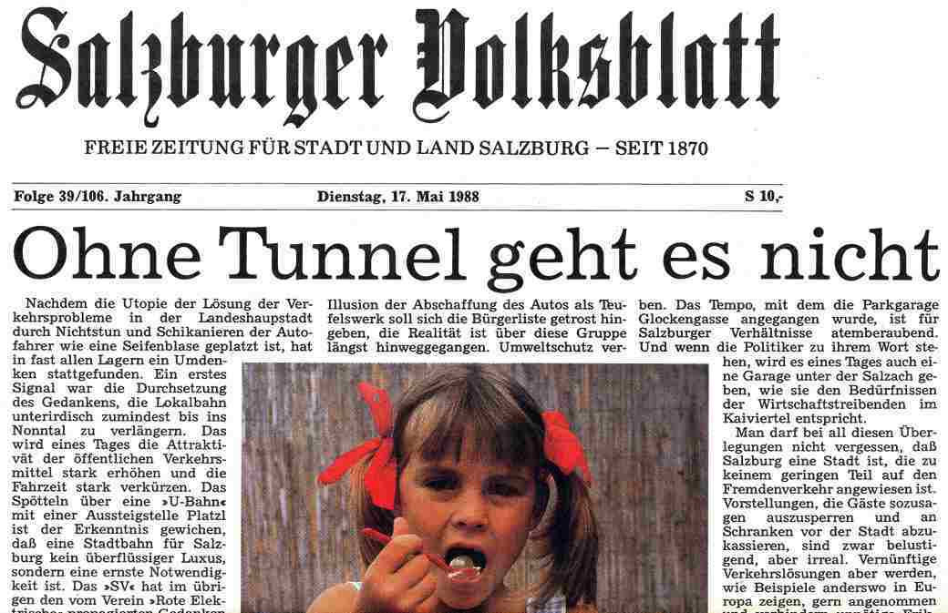 Ohne Tunnel geht es nicht 17. Mai 1988