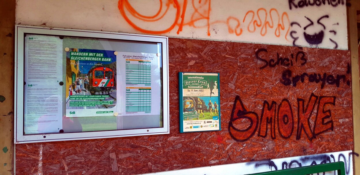 Vandalen in der Südost-Steiermark beschädigen Bahnhof Gnas
