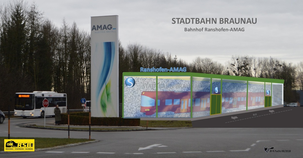 Visualisierung Bahnhofshalle Ranshofen AMAG mit City-Bus