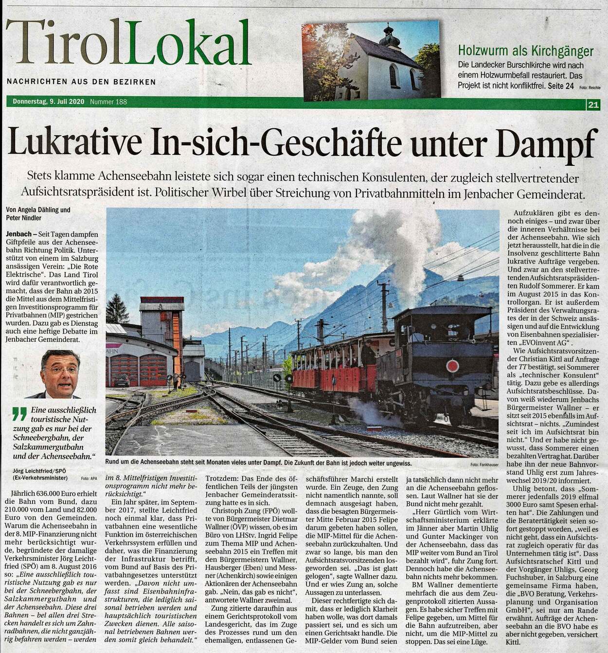 Achenseebahn-Berichte Tiroler Tageszeitung