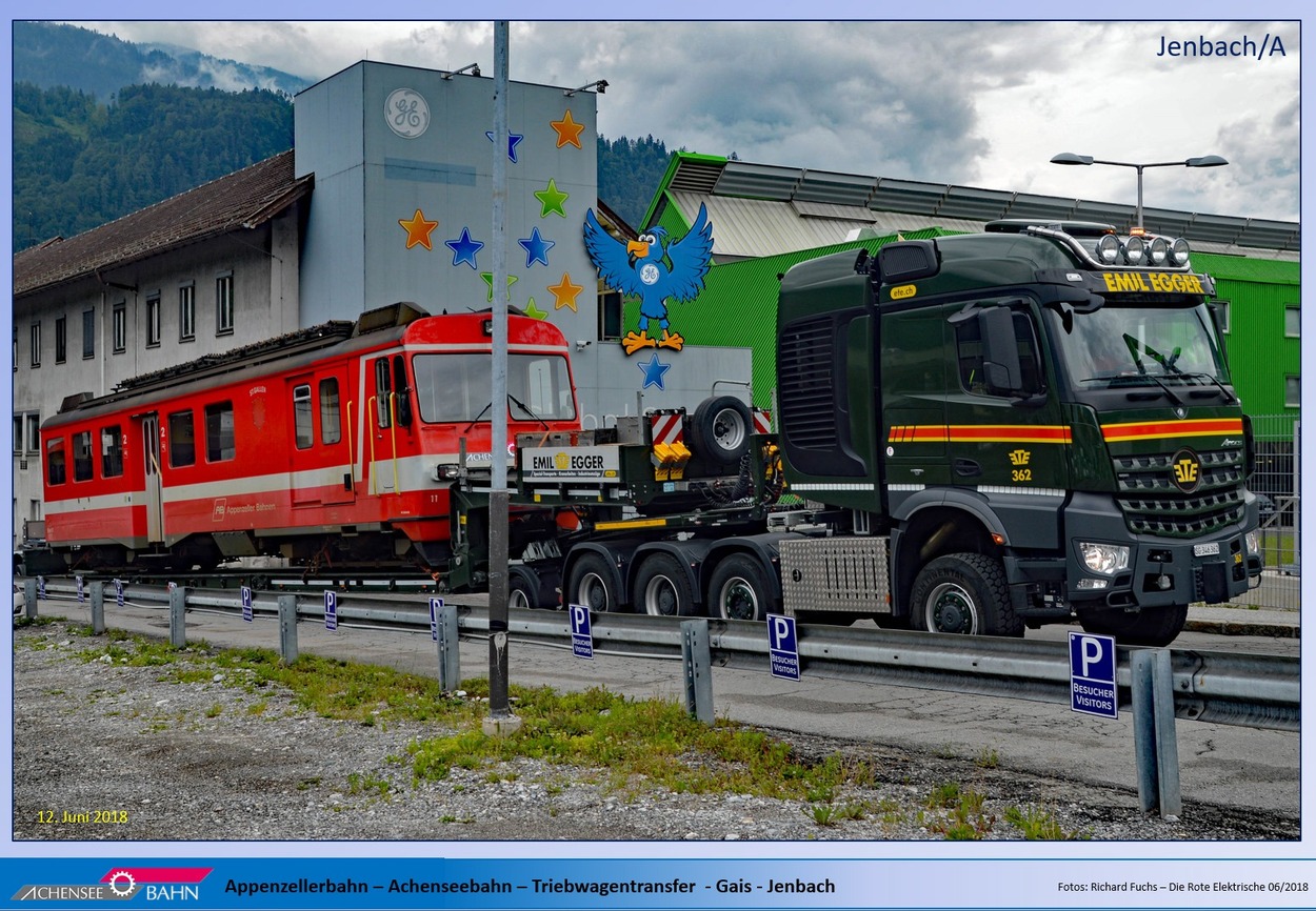 Achenseebahn Ankunft der Appenzellerbahn-Triebwagen in Jenbach