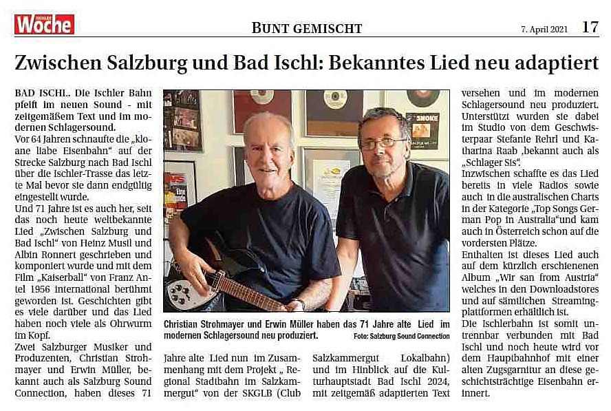 "Ischler Woche"  Neuinterpretation "Zwischen Salzburg und Bad Ischl" in den Australischen Charts!