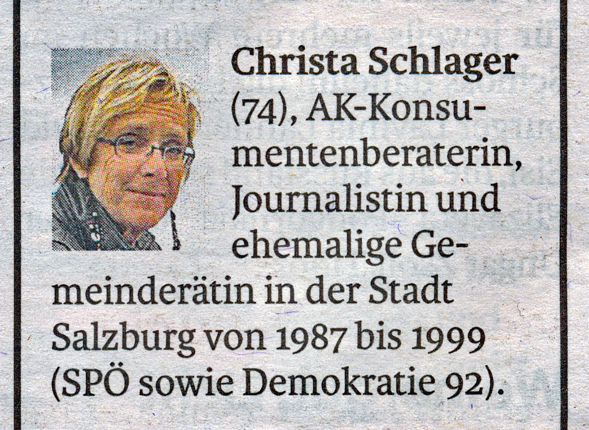 Todesanzeige Christa Schlager 21. Mai 2021 in den Salzburger Nachrichten