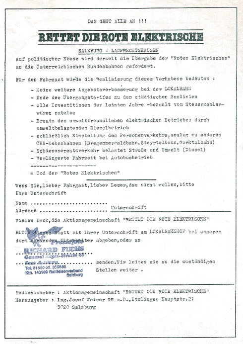 Flugblatt-Aktion 1981 zur Rettung der "Roten Elektrischen"