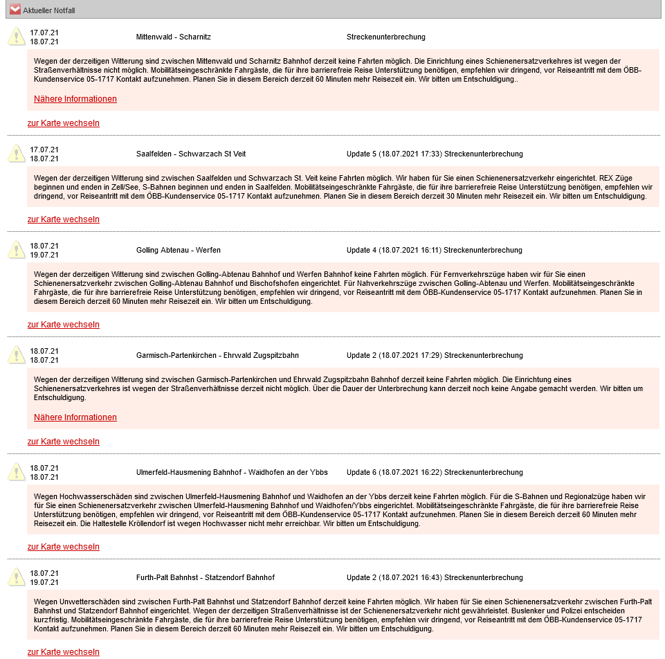 18.07.2021 - ÖBB Streckeninformation