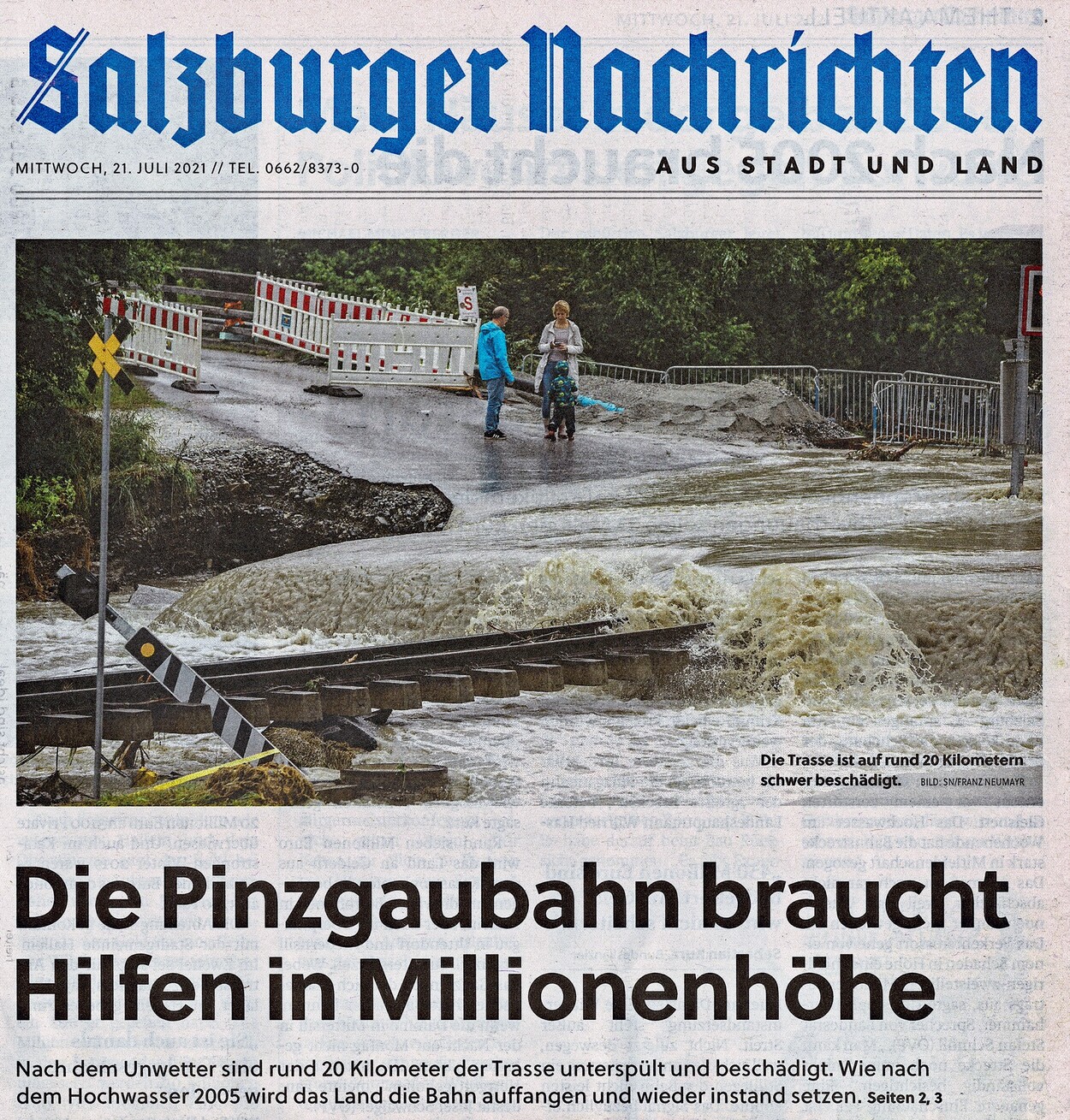 Hochwasser Pinzgauer Lokalbahn 3. August 2014 und 20. Juli 2021