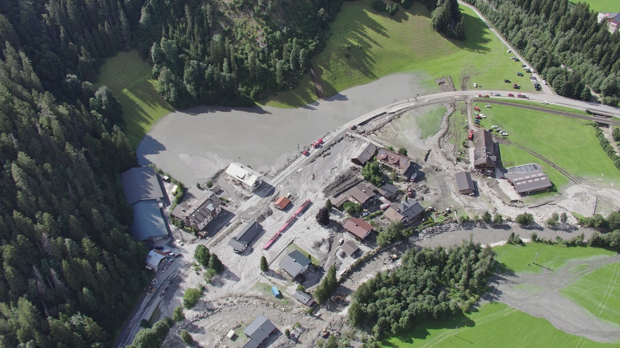 Pinzgauer Lokalbahn - Hochwasser und Mure 2021 im Bereich Bahnhof Krimml (LK)