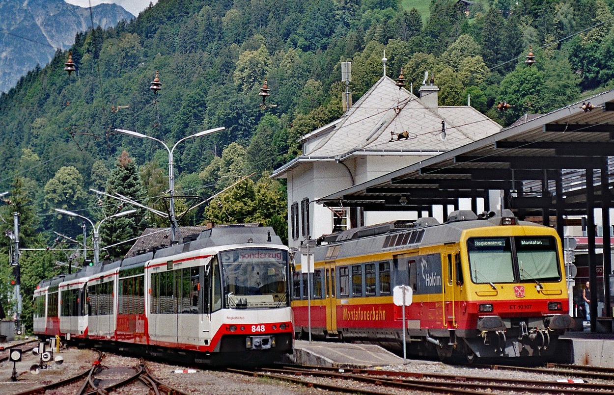 Zweisystem-Triebwagen Gleichstrom-Wechselstrom Albtalbahn-Bistrowagen zu Besuch im Montafon