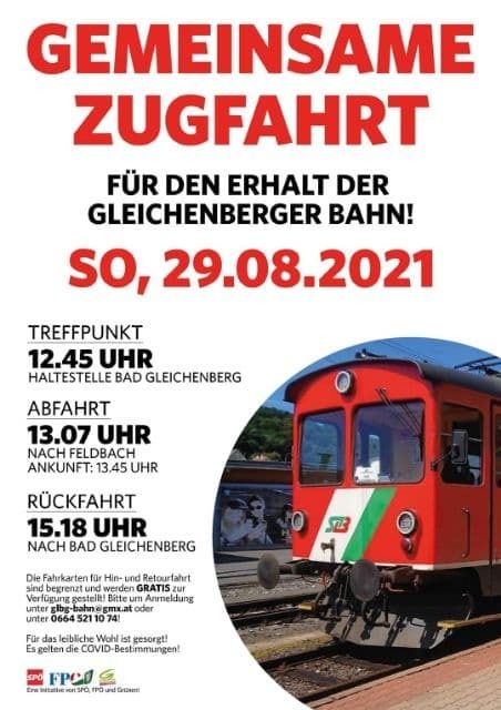 Gemeinsame Zugfahrt Protest-Sonderzug 29.08.2021 Gleichenberger Bahn