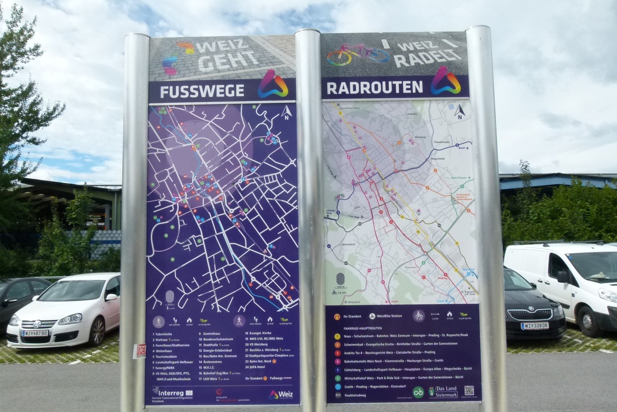Weizer Fuß & Radwege auf zwei Pläne