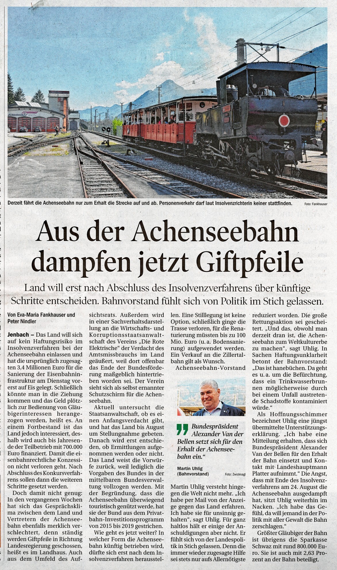 Tiroler Tageszeitung macht Verein "Die Rote Elektrische" lächerlich,  Achenseebahn